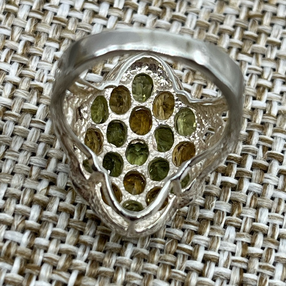 Vintage 925 Sterling Silver Ring with Vibrant Green & Yellow Gemstones - Picture 12 of 16